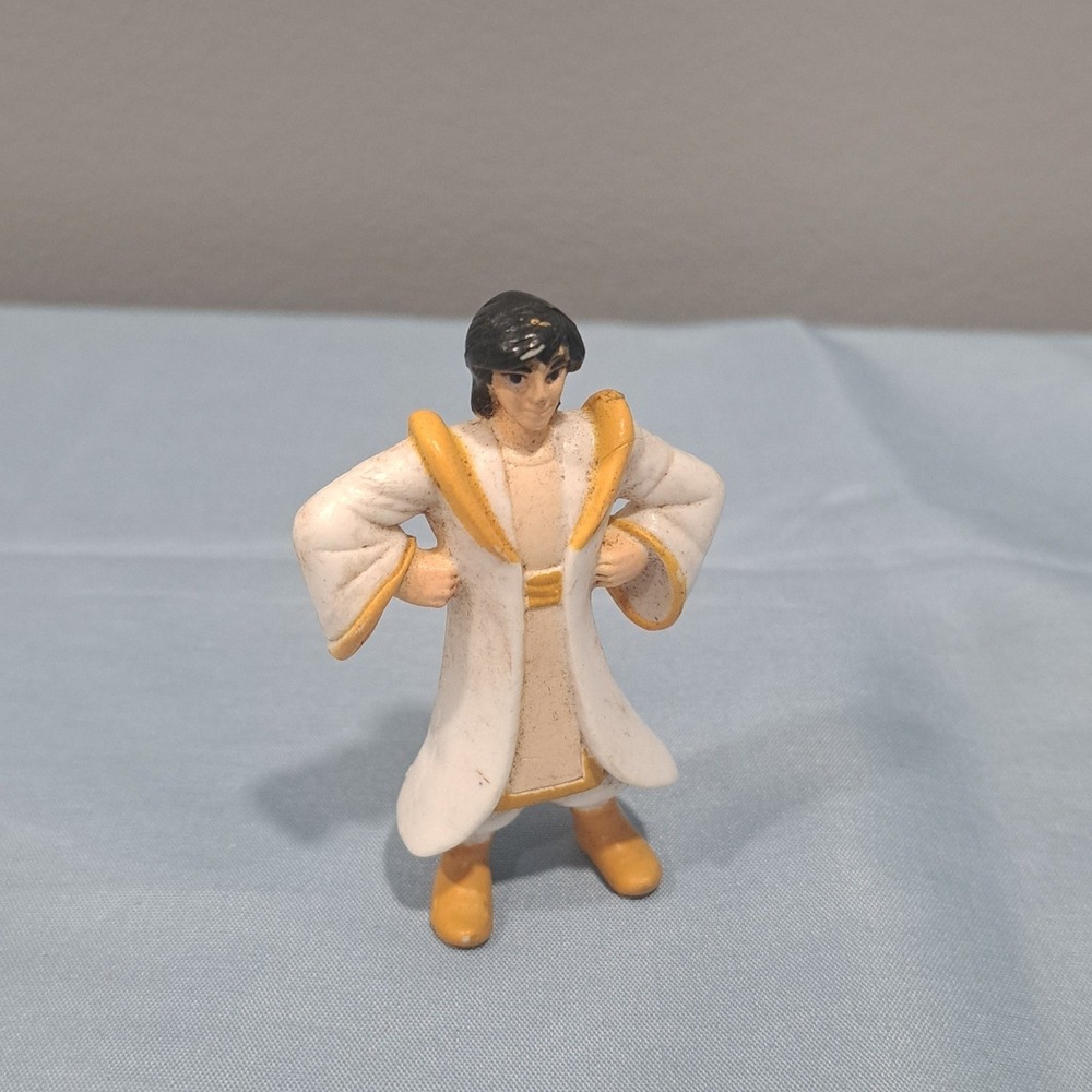 VTG Disney Aladdin Prince Ali PVC Figure White Gold Toy Cake Topper 90s Movie